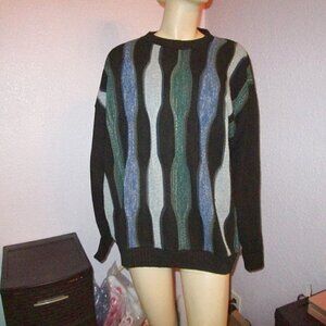 Vtg Protege 3D Chunky Knit Sweater Mens Size L Textured Retro USA Made 90s Dad